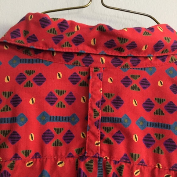 Vintage western red patterned button down - Picture 4 of 5